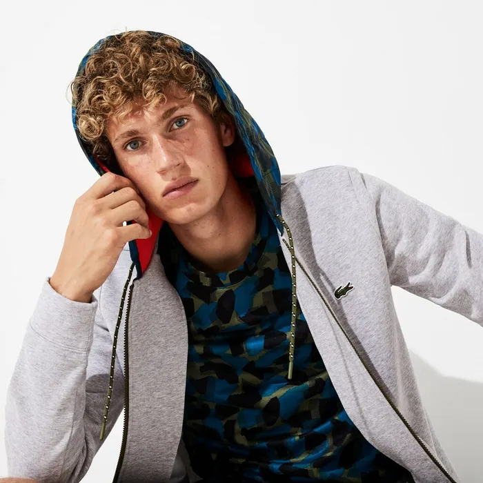 Sweatshirts Lacoste Mens SPORT Contrast Hood Fleece Zip Sweatshirt Grey ChineBlackBlueKhaki GreenOrange Outlet