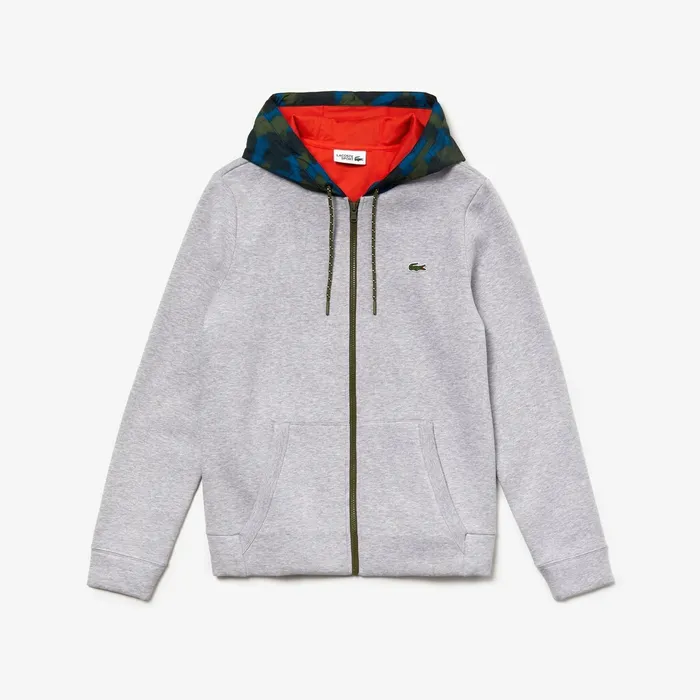 Sweatshirts Lacoste Mens SPORT Contrast Hood Fleece Zip Sweatshirt Grey ChineBlackBlueKhaki GreenOrange Outlet