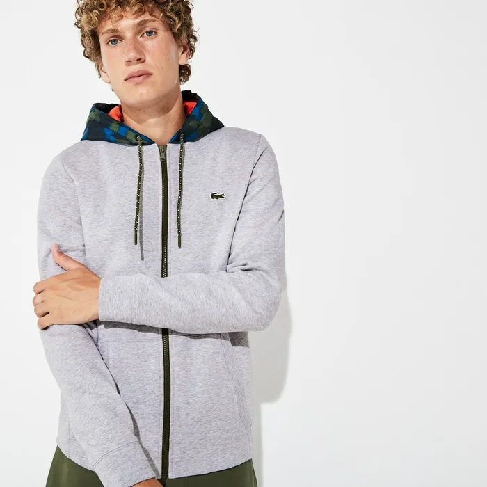 Sweatshirts Lacoste Mens SPORT Contrast Hood Fleece Zip Sweatshirt Grey ChineBlackBlueKhaki GreenOrange Outlet