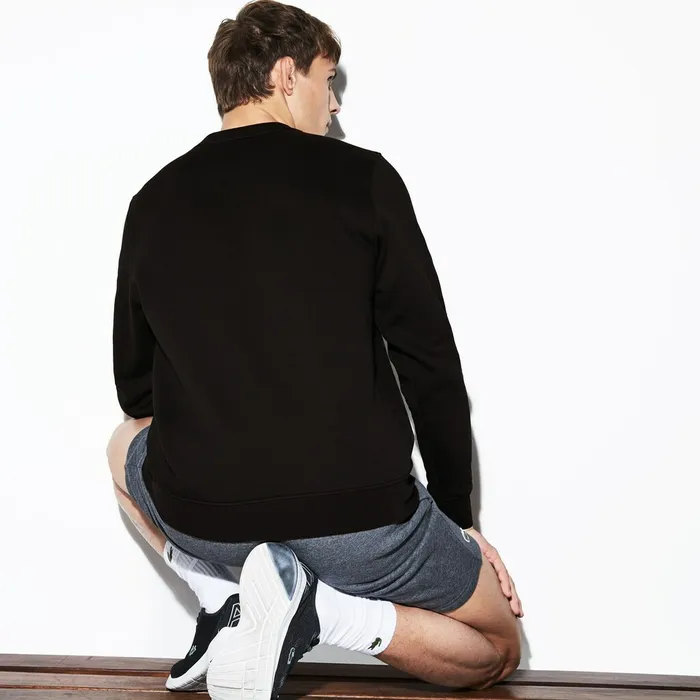 Sweatshirts Lacoste Mens SPORT Crew Neck Fleece Sweatshirt Black Outlet