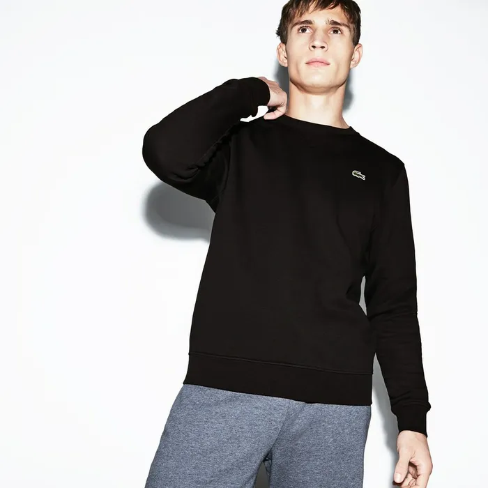 Sweatshirts Lacoste Mens SPORT Crew Neck Fleece Sweatshirt Black Outlet