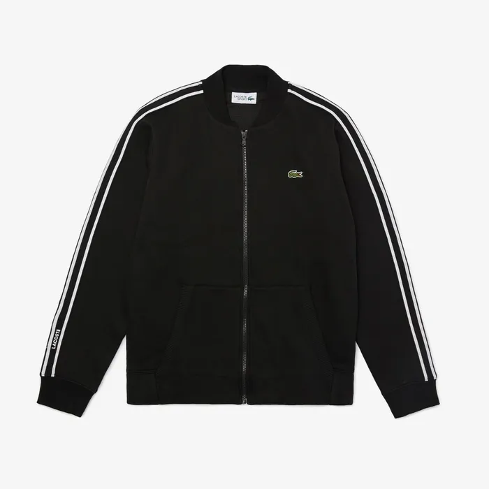 Sweatshirts Lacoste Mens SPORT Fleece Varsity Jacket BlackWhiteBlack Online Outlet Store