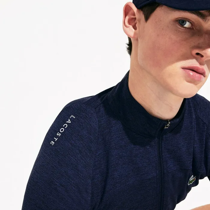 Sweatshirts Lacoste Mens SPORT Novak Djokovic Stretch Zippered Jacket Navy Blue Online Outlet Store