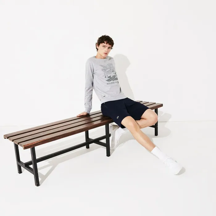 Sweatshirts Lacoste Mens SPORT Roland Garros Plant Print Sweatshirt Grey ChineNavy Blue Online Store