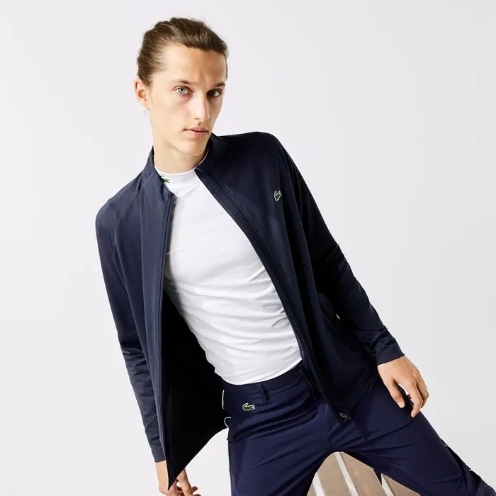 Sweatshirts Lacoste Mens SPORT Stretch ZipUp Golf Jacket Navy Blue Cheap On Sale