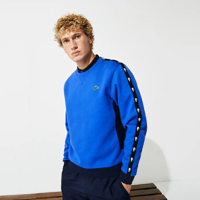 Sweatshirts Lacoste Mens SPORT TwoTone Fleece Crew Neck Sweatshirt BlueNavy Blue Gift 4 You Sweatshirts Lacoste Mens SPORT TwoTone Fleece Crew Neck Sweatshirt BlueNavy Blue Gift 4 You