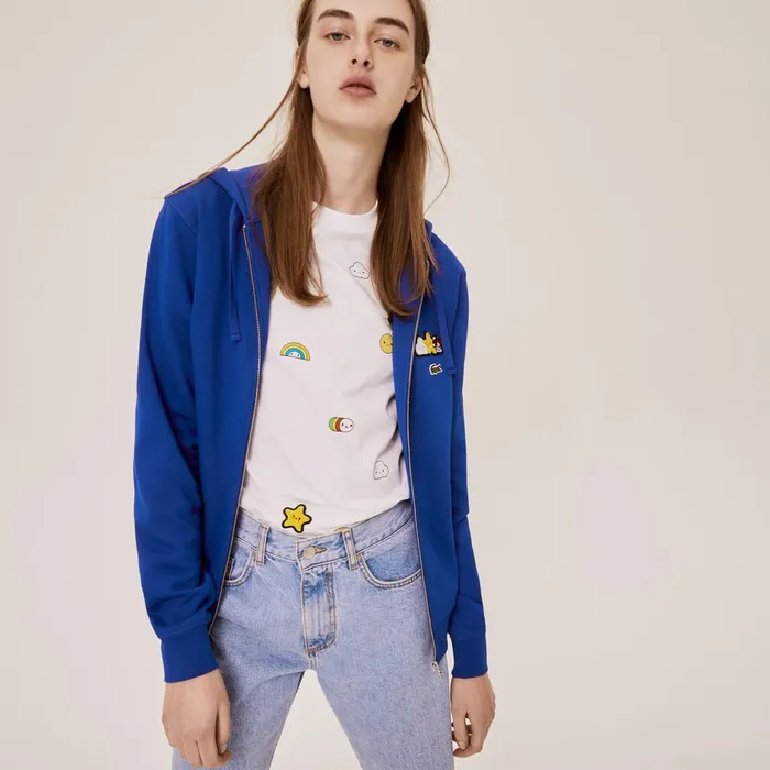 Sweatshirts Lacoste Mens Unisex x FriendsWithYou Design Zippered Jacket Blue Online Store