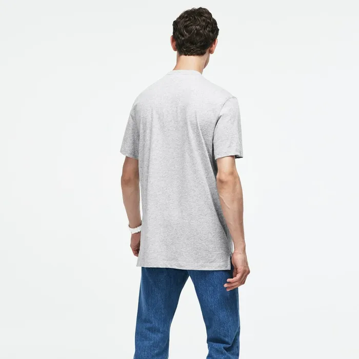 TShirts Lacoste Mens Crew Neck 3D Lettering Cotton Jersey Tshirt Grey Shop