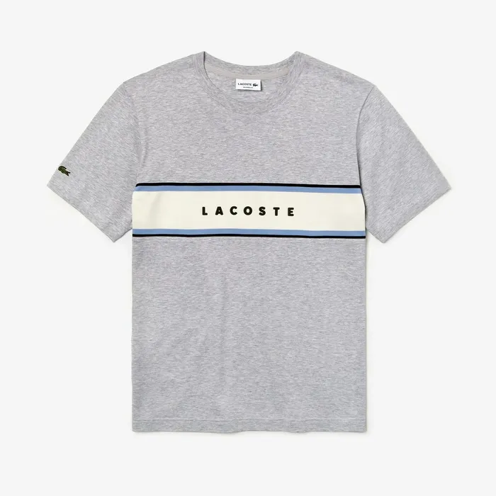 TShirts Lacoste Mens Crew Neck Cotton Tshirt Grey Chine Gift Ideas