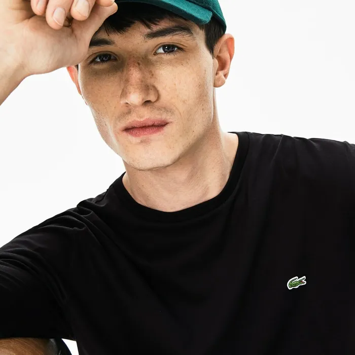 TShirts Lacoste Mens Crew Neck Pima Cotton Jersey Tshirt Black Gift for Friend