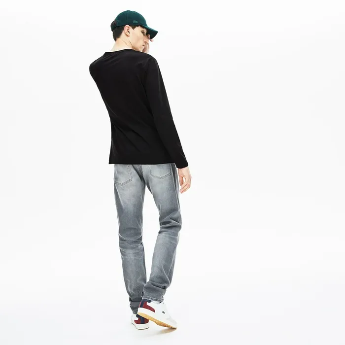 TShirts Lacoste Mens Crew Neck Pima Cotton Jersey Tshirt Black Gift for Friend