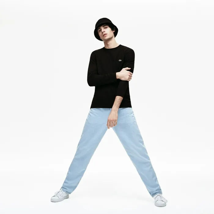 TShirts Lacoste Mens Crew Neck Pima Cotton Jersey Tshirt Black Gift for Friend