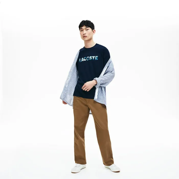 TShirts Lacoste Mens Crew Neck Soft Cotton Tshirt Navy Blue Shop Online