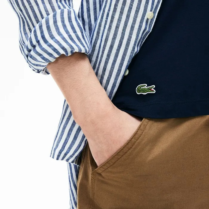 TShirts Lacoste Mens Crew Neck Soft Cotton Tshirt Navy Blue Shop Online