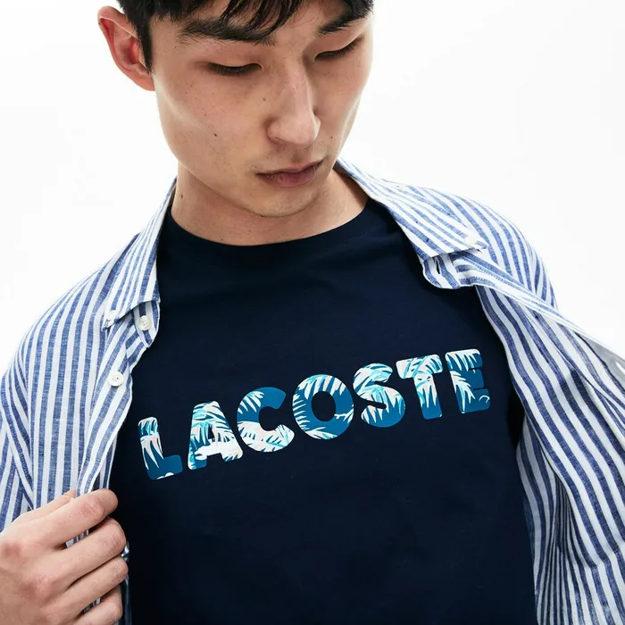 TShirts Lacoste Mens Crew Neck Soft Cotton Tshirt Navy Blue Shop Online