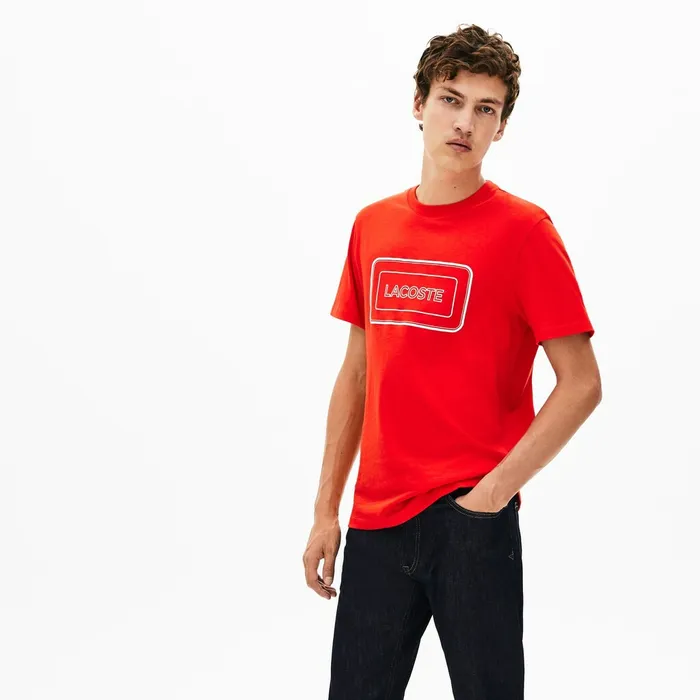 TShirts Lacoste Mens Reflective Logo Motion Regular Fit Cotton Tshirt Red Gift Ideas TShirts Lacoste Mens Reflective Logo Motion Regular Fit Cotton Tshirt Red Gift Ideas