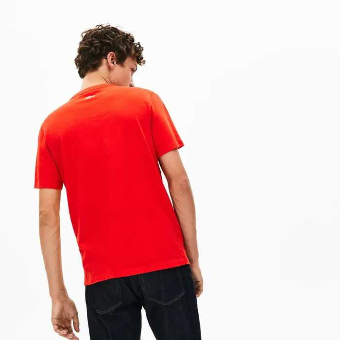 TShirts Lacoste Mens Reflective Logo Motion Regular Fit Cotton Tshirt Red Gift Ideas