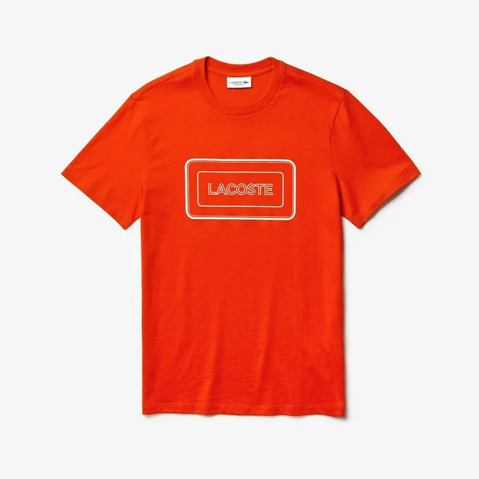 TShirts Lacoste Mens Reflective Logo Motion Regular Fit Cotton Tshirt Red Gift Ideas