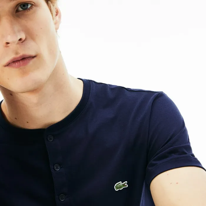 TShirts Lacoste Mens Regular Fit Pima Cotton Henley Tshirt Navy Blue Online Outlet Store TShirts Lacoste Mens Regular Fit Pima Cotton Henley Tshirt Navy Blue Online Outlet Store