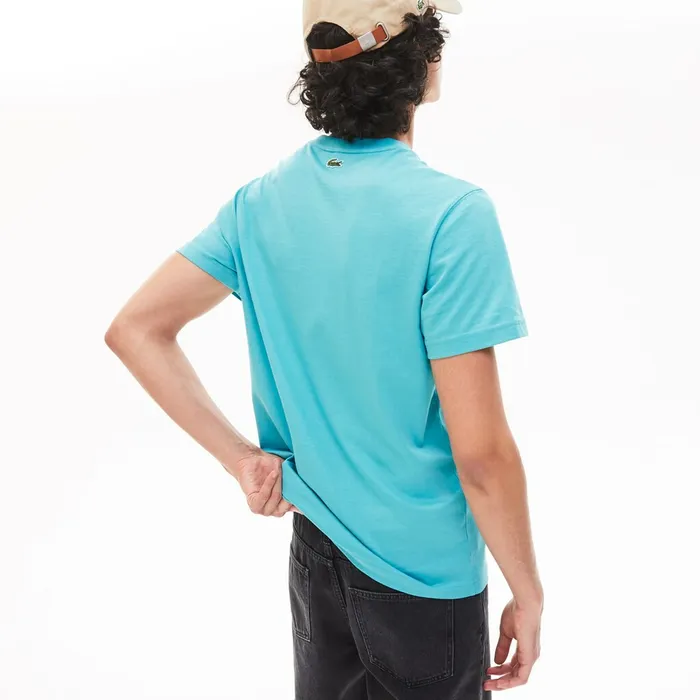 TShirts Lacoste Mens Retro Logo Graphic Tshirt Turquoise Outlet
