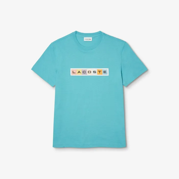 TShirts Lacoste Mens Retro Logo Graphic Tshirt Turquoise Outlet