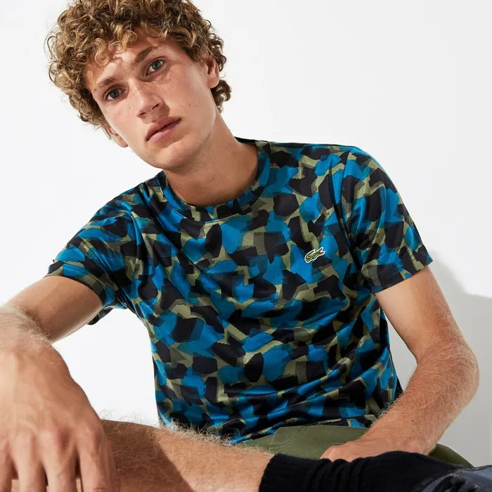 TShirts Lacoste Mens SPORT Camo Print Cotton Jersey TShirt BlackBlueKhaki Green Popular TShirts Lacoste Mens SPORT Camo Print Cotton Jersey TShirt BlackBlueKhaki Green Popular