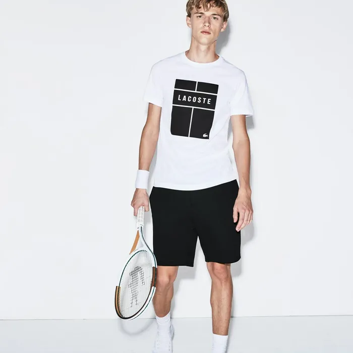 TShirts Lacoste Mens SPORT Crew Neck Lettering Jersey Tennis Tshirt WhiteBlackWhite Store TShirts Lacoste Mens SPORT Crew Neck Lettering Jersey Tennis Tshirt WhiteBlackWhite Store