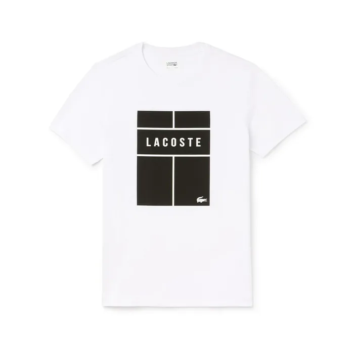 TShirts Lacoste Mens SPORT Crew Neck Lettering Jersey Tennis Tshirt WhiteBlackWhite Store