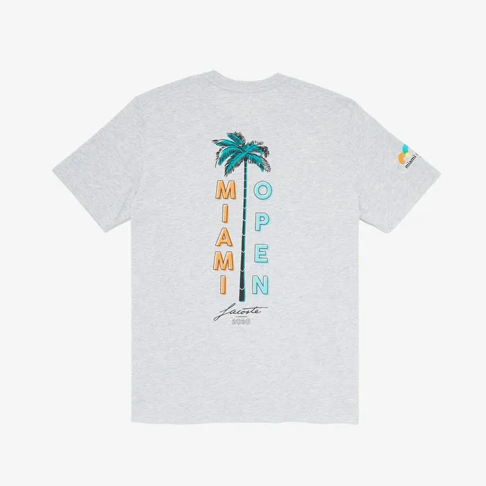 TShirts Lacoste Mens SPORT Miami Open Crew Neck Graphic Tee Grey Chine On Sale