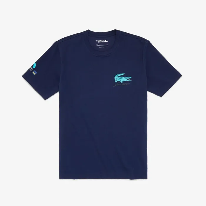 TShirts Lacoste Mens SPORT Miami Open Crew Neck Graphic Tee Navy Blue USA