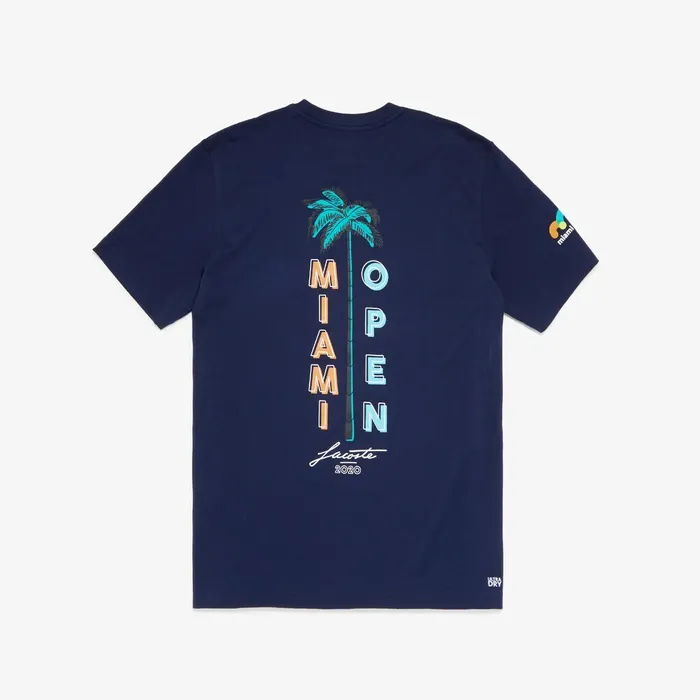 TShirts Lacoste Mens SPORT Miami Open Crew Neck Graphic Tee Navy Blue USA