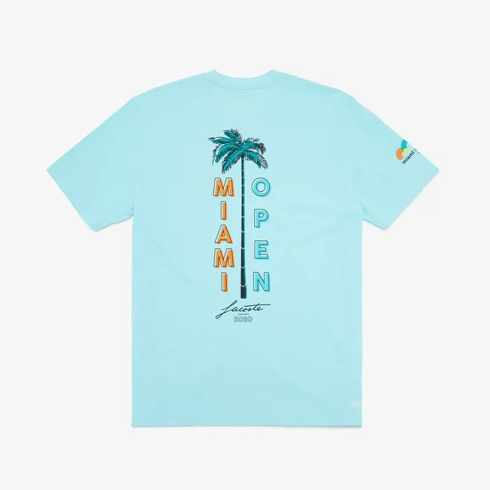 TShirts Lacoste Mens SPORT Miami Open Crew Neck Graphic Tee Turquoise Online Outlet Store