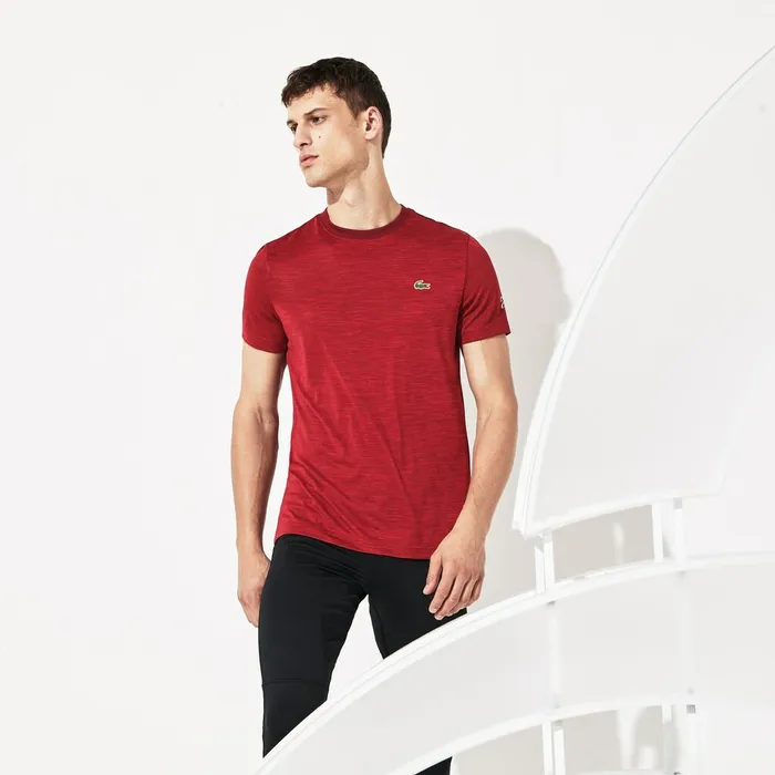 TShirts Lacoste Mens SPORT Novak Djokovic Jersey Tshirt BordeauxRed For Sale