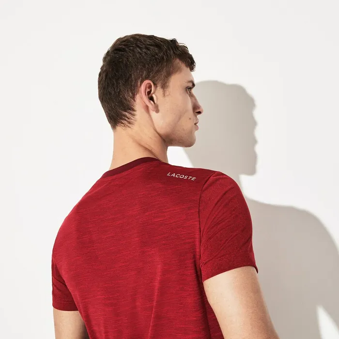 TShirts Lacoste Mens SPORT Novak Djokovic Jersey Tshirt BordeauxRed For Sale