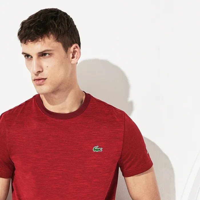 TShirts Lacoste Mens SPORT Novak Djokovic Jersey Tshirt BordeauxRed For Sale