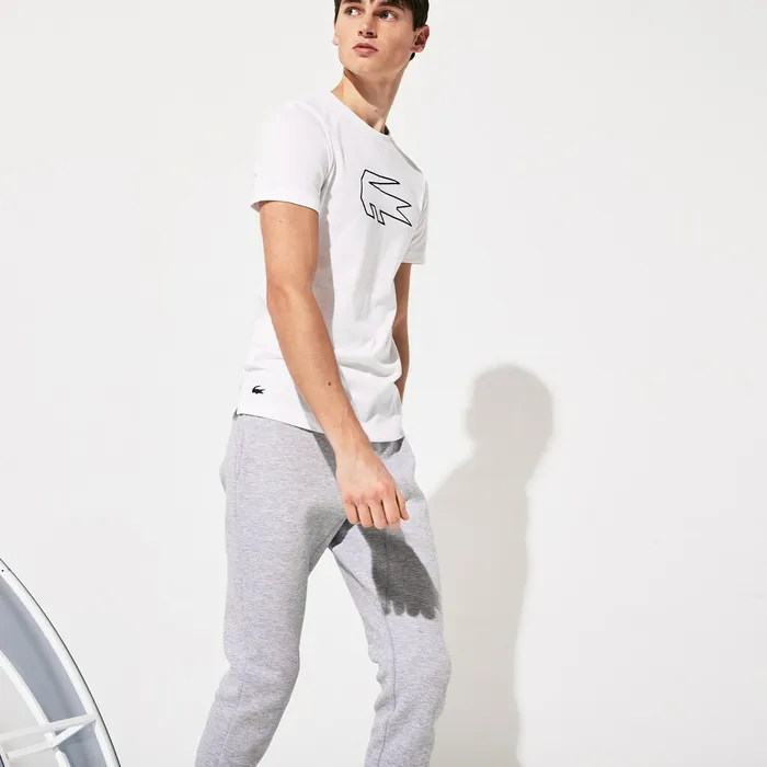TShirts Lacoste Mens SPORT Novak Djokovic Ultra Dry Graphic Tee WhiteNavy Blue Online