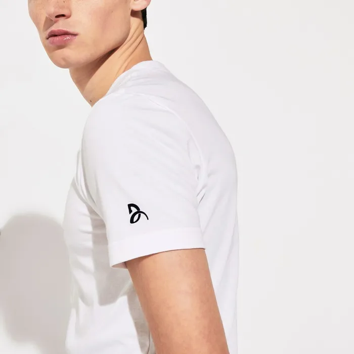TShirts Lacoste Mens SPORT Novak Djokovic Ultra Dry Graphic Tee WhiteNavy Blue Online