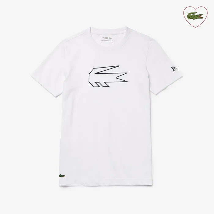 TShirts Lacoste Mens SPORT Novak Djokovic Ultra Dry Graphic Tee WhiteNavy Blue Online