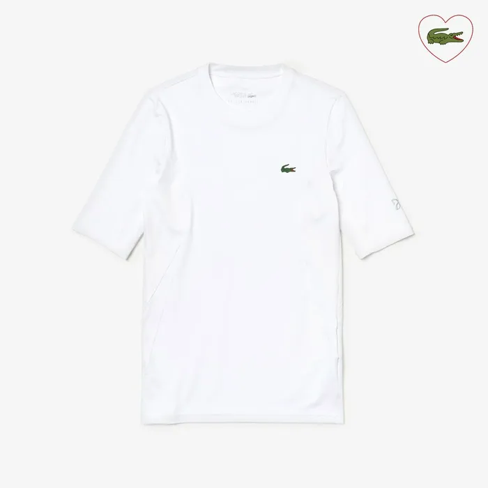 TShirts Lacoste Mens SPORT Novak Djokovic Ultra Dry Stretch Jersey Tshirt White Online Outlet Store