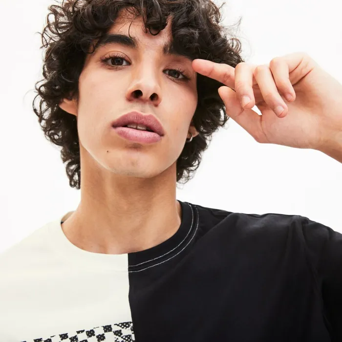 TShirts Lacoste Mens Unisex LIVE Graphic Print Cotton Tshirt WhiteBlack Online Outlet Store