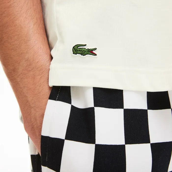 TShirts Lacoste Mens Unisex LIVE Graphic Print Cotton Tshirt WhiteBlack Online Outlet Store