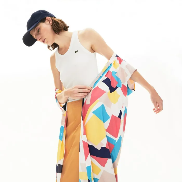 TShirts Lacoste Womens Sleeveless Scoopneck Top White Gift for Friend