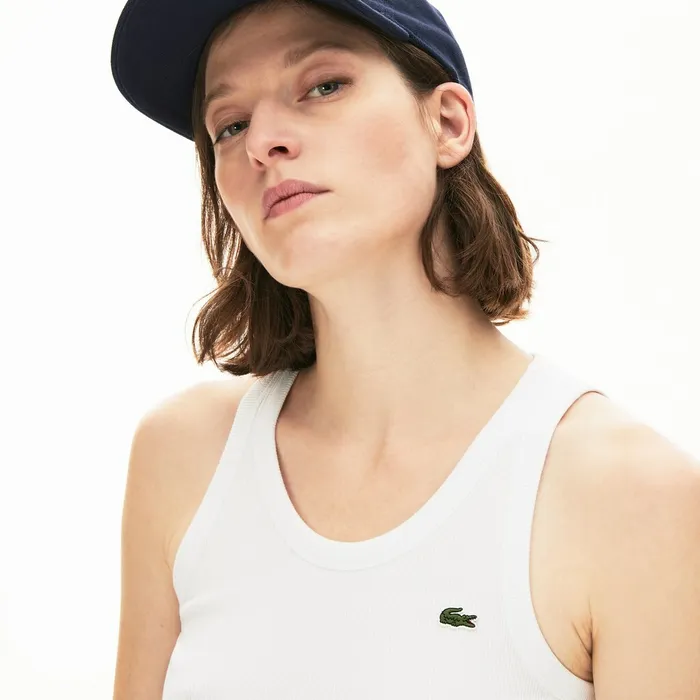 TShirts Lacoste Womens Sleeveless Scoopneck Top White Gift for Friend