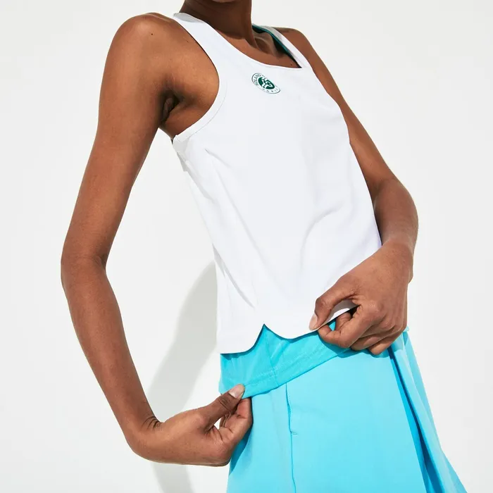 TShirts Lacoste Womens SPORT Roland Garros Performance Tank Top WhiteTurquoiseGreen Online Outlet Store