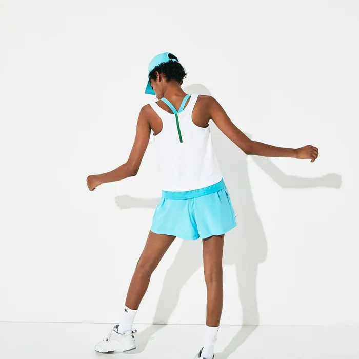 TShirts Lacoste Womens SPORT Roland Garros Performance Tank Top WhiteTurquoiseGreen Online Outlet Store