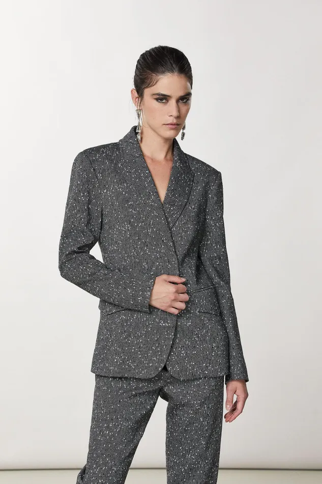 Tailleur Women Patrizia Pepe DoubleBreasted Tweed Jacket Pepper Blackandwhite