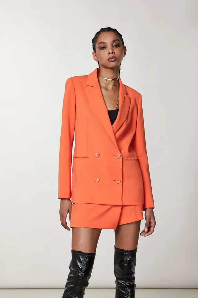 Tailleur Women Patrizia Pepe Essential DoubleBreasted Jacket Solar Orange