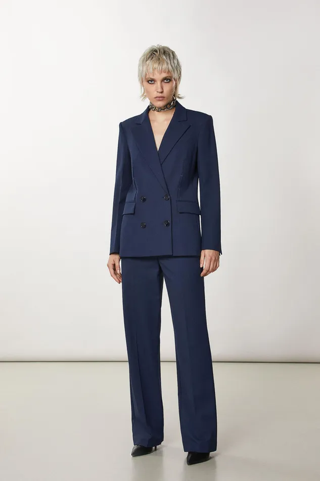 Tailleur Women Patrizia Pepe Essential PalazzoFit Pants Atmosphere Blue