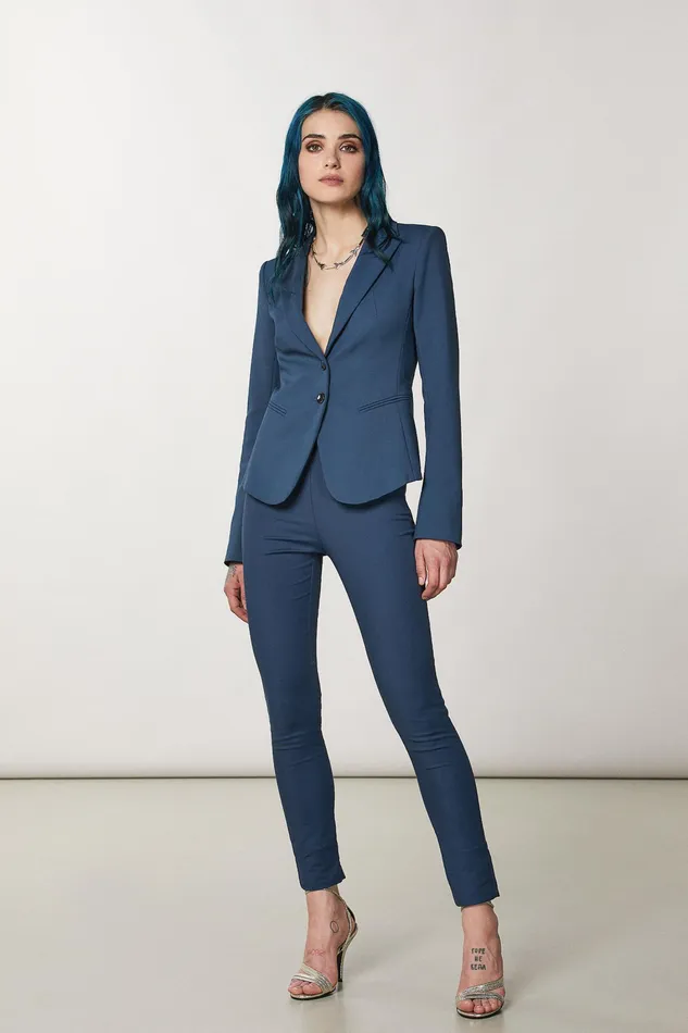 Tailleur Women Patrizia Pepe Slim Pants Petrol Blue