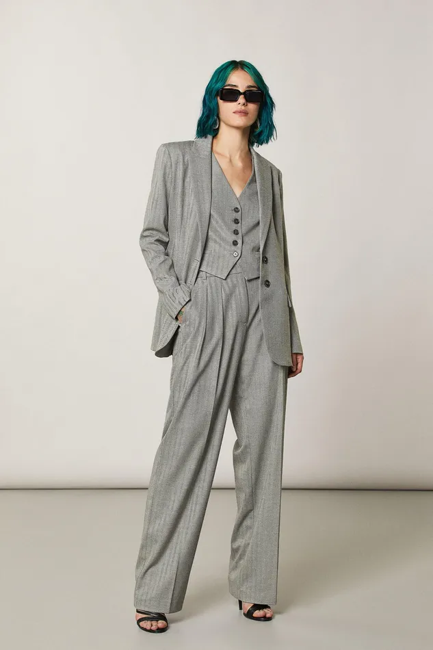 Tailleur Women Patrizia Pepe Soft Viscose Pants Gray Texture